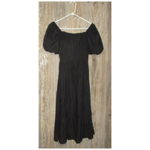 Dizzy Lizzy Women's Black Peasant Style Short Slv Dress Ruffles Size Medium Boho - Picture 12 of 13